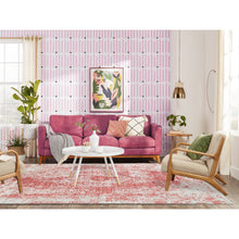 Load image into Gallery viewer, 6&#39;x9&#39;2&quot; Hand Knotted Pink Broken Persian Design Wool And Pure Silk Oriental Rug FWR372414