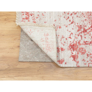6'x9'2" Hand Knotted Pink Broken Persian Design Wool And Pure Silk Oriental Rug FWR372414