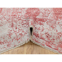 Load image into Gallery viewer, 6&#39;x9&#39;2&quot; Hand Knotted Pink Broken Persian Design Wool And Pure Silk Oriental Rug FWR372414