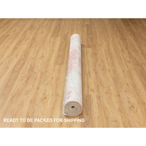 6'x9'2" Hand Knotted Pink Broken Persian Design Wool And Pure Silk Oriental Rug FWR372414