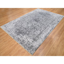Load image into Gallery viewer, 6&#39;1&quot;x9&#39;2&quot; Grey Broken Persian Design Wool And Pure Silk Hand Knotted Oriental Rug FWR372564