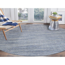 Load image into Gallery viewer, 12&#39;x12&#39; Silver-blue Hand Loomed Variegated Textured Design Organic Wool Transitional Oriental Round Rug FWR372594