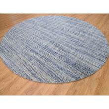 Load image into Gallery viewer, 12&#39;x12&#39; Silver-blue Hand Loomed Variegated Textured Design Organic Wool Transitional Oriental Round Rug FWR372594
