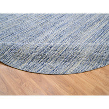 Load image into Gallery viewer, 12&#39;x12&#39; Silver-blue Hand Loomed Variegated Textured Design Organic Wool Transitional Oriental Round Rug FWR372594