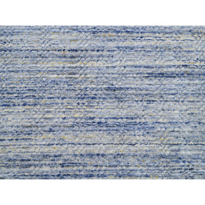 12'x12' Silver-blue Hand Loomed Variegated Textured Design Organic Wool Transitional Oriental Round Rug FWR372594