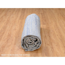 Load image into Gallery viewer, 12&#39;x12&#39; Silver-blue Hand Loomed Variegated Textured Design Organic Wool Transitional Oriental Round Rug FWR372594