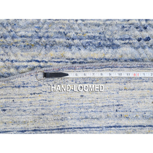 12'x12' Silver-blue Hand Loomed Variegated Textured Design Organic Wool Transitional Oriental Round Rug FWR372594