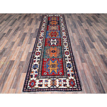 Load image into Gallery viewer, 2&#39;8&quot;x9&#39;2&quot; Crimson Red, Colorful Afghan Ersari With Turkish Knot, Caucasian Design Revival, Vegetable Dyes, Densely Woven, Hand Knotted, Soft Wool, Runner, Oriental Rug FWR3720