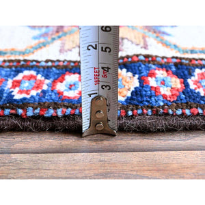2'8"x9'2" Crimson Red, Colorful Afghan Ersari With Turkish Knot, Caucasian Design Revival, Vegetable Dyes, Densely Woven, Hand Knotted, Soft Wool, Runner, Oriental Rug FWR3720