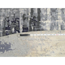 Load image into Gallery viewer, 12&#39;x12&#39; Charcoal Black With Gray Abstract Design Wool And Silk Hand Knotted Oriental Round Rug FWR372600