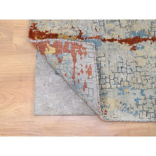 Load image into Gallery viewer, 2&#39;6&quot;x5&#39;10&quot; Wool And Silk Abstract With Fire Mosaic Design Hand Knotted Persian Knot Oriental Runner Rug FWR372666