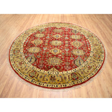Load image into Gallery viewer, 7&#39;9&quot;x7&#39;9&quot; Red Karajeh Design Hand Knotted Pure Wool Oriental Round Rug FWR372792