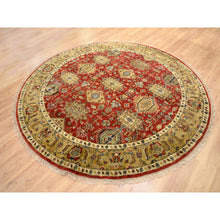 Load image into Gallery viewer, 7&#39;9&quot;x7&#39;9&quot; Red Karajeh Design Hand Knotted Pure Wool Oriental Round Rug FWR372792
