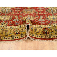 Load image into Gallery viewer, 7&#39;9&quot;x7&#39;9&quot; Red Karajeh Design Hand Knotted Pure Wool Oriental Round Rug FWR372792