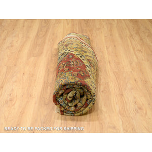 7'9"x7'9" Red Karajeh Design Hand Knotted Pure Wool Oriental Round Rug FWR372792