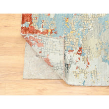 Load image into Gallery viewer, 9&#39;10&quot;x9&#39;10&quot; Wool And Silk Abstract With Fire Mosaic Hand Knotted Persian Knot Square Rug FWR372936