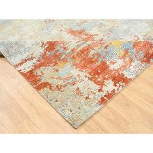 Load image into Gallery viewer, 9&#39;10&quot;x9&#39;10&quot; Wool And Silk Abstract With Fire Mosaic Hand Knotted Persian Knot Square Rug FWR372936