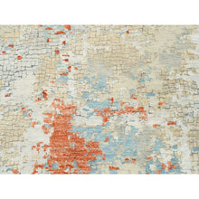 Load image into Gallery viewer, 9&#39;10&quot;x9&#39;10&quot; Wool And Silk Abstract With Fire Mosaic Hand Knotted Persian Knot Square Rug FWR372936