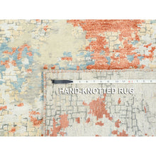 Load image into Gallery viewer, 9&#39;10&quot;x9&#39;10&quot; Wool And Silk Abstract With Fire Mosaic Hand Knotted Persian Knot Square Rug FWR372936
