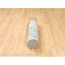 Load image into Gallery viewer, 4&#39;1&quot;x12&#39; Wool And Silk Abstract With Fire Mosaic Hand Knotted Runner Persian Knot Oriental Rug FWR372948