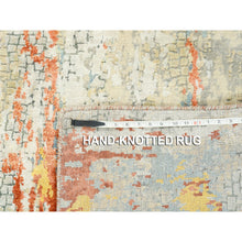 Load image into Gallery viewer, 4&#39;1&quot;x12&#39; Wool And Silk Abstract With Fire Mosaic Hand Knotted Runner Persian Knot Oriental Rug FWR372948