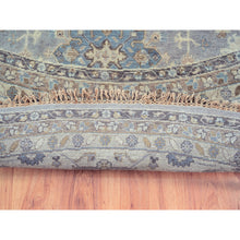 Load image into Gallery viewer, 14&#39;x14&#39; Gray Karajeh Design Pure Wool Hand Knotted Oriental Round Rug FWR372978