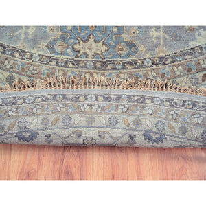 14'x14' Gray Karajeh Design Pure Wool Hand Knotted Oriental Round Rug FWR372978