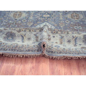 14'x14' Gray Karajeh Design Pure Wool Hand Knotted Oriental Round Rug FWR372978