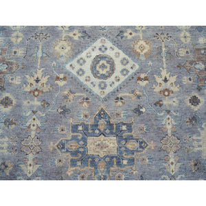 14'x14' Gray Karajeh Design Pure Wool Hand Knotted Oriental Round Rug FWR372978