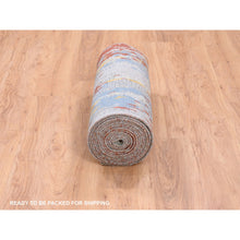 Load image into Gallery viewer, 2&#39;7&quot;x20&#39; Gray Wool And Silk Abstract With Fire Mosaic Design Hand Knotted Xl Runner Persian Knot Oriental Rug FWR373032