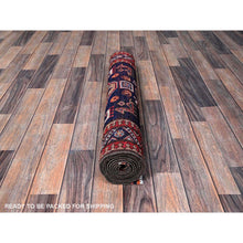 Load image into Gallery viewer, 2&#39;9&quot;x8&#39;4&quot; Opal Blue, Afghan Ersari With Turkish Knot, Caucasian Design Revival, Small Animal Figurines, Vegetable Dyes, Densely Woven, Hand Knotted, Soft Wool, Runner, Oriental Rug FWR3726