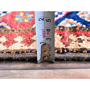 2'9"x8'4" Opal Blue, Afghan Ersari with Turkish Knot, Caucasian Design Revival, Small Animal Figurines, Vegetable Dyes, Densely Woven, Hand Knotted, Soft Wool, Runner, Oriental Rug Sh621 FWR3726
