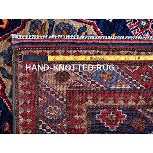 2'9"x8'4" Opal Blue, Afghan Ersari with Turkish Knot, Caucasian Design Revival, Small Animal Figurines, Vegetable Dyes, Densely Woven, Hand Knotted, Soft Wool, Runner, Oriental Rug Sh621 FWR3726