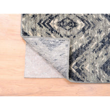Load image into Gallery viewer, 9&#39;x12&#39; Charcoal Black Supple Collection Modern All Over Square Design Erased Pure Wool Hand Knotted Oriental Rug FWR373200