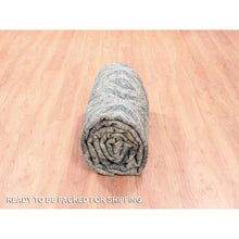 Load image into Gallery viewer, 9&#39;x12&#39; Charcoal Black Supple Collection Modern All Over Square Design Erased Pure Wool Hand Knotted Oriental Rug FWR373200