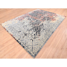 Load image into Gallery viewer, 9&#39;x12&#39;1&quot; Silver Gray Supple Collection Erased Mughal Design Hand Knotted Oriental Rug FWR373212