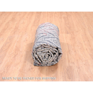 9'x12'1" Silver Gray Supple Collection Erased Mughal Design Hand Knotted Oriental Rug FWR373212