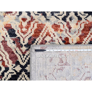 9'x12'1" Silver Gray Supple Collection Erased Mughal Design Hand Knotted Oriental Rug FWR373212