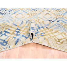 Load image into Gallery viewer, 9&#39;x12&#39; Yellow And Ivory Supple Collection Modern Oceanic Square Design Pure Wool Hand Knotted Oriental Rug FWR373314