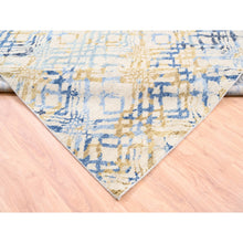 Load image into Gallery viewer, 9&#39;x12&#39; Yellow And Ivory Supple Collection Modern Oceanic Square Design Pure Wool Hand Knotted Oriental Rug FWR373314