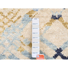 Load image into Gallery viewer, 9&#39;x12&#39; Yellow And Ivory Supple Collection Modern Oceanic Square Design Pure Wool Hand Knotted Oriental Rug FWR373314