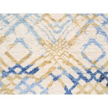 Load image into Gallery viewer, 9&#39;x12&#39; Yellow And Ivory Supple Collection Modern Oceanic Square Design Pure Wool Hand Knotted Oriental Rug FWR373314