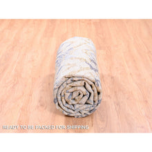 Load image into Gallery viewer, 9&#39;x12&#39; Yellow And Ivory Supple Collection Modern Oceanic Square Design Pure Wool Hand Knotted Oriental Rug FWR373314