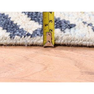 9'x12' Yellow And Ivory Supple Collection Modern Oceanic Square Design Pure Wool Hand Knotted Oriental Rug FWR373314
