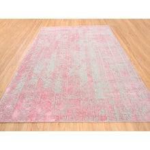 Load image into Gallery viewer, 7&#39;10&quot;x10&#39;1&quot; Pink Tone On Tone Wool And Plant Based Silk Erased Transitional Modern Design Jacquard Hand Loomed Oriental Rug FWR373542