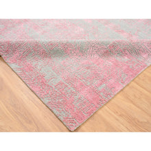 Load image into Gallery viewer, 7&#39;10&quot;x10&#39;1&quot; Pink Tone On Tone Wool And Plant Based Silk Erased Transitional Modern Design Jacquard Hand Loomed Oriental Rug FWR373542