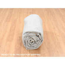 Load image into Gallery viewer, 8&#39;1&quot;x9&#39;10&quot; Gray Jacquard Hand Loomed Tone On Tone Transitional Erased Design Wool And Plant Based Silk Oriental Rug FWR373548