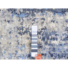 Load image into Gallery viewer, 3&#39;10&quot;x10&#39;3&quot; Blue Abstract With Mosaic Design Wool And Silk Hand Knotted Oriental Runner Rug FWR373560