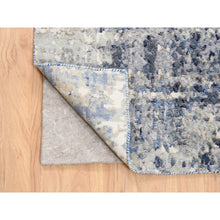 Load image into Gallery viewer, 2&#39;5&quot;x10&#39; Blue Abstract With Mosaic Design Wool And Silk Hand Knotted Oriental Runner Rug FWR373572