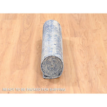 Load image into Gallery viewer, 2&#39;5&quot;x10&#39; Blue Abstract With Mosaic Design Wool And Silk Hand Knotted Oriental Runner Rug FWR373572